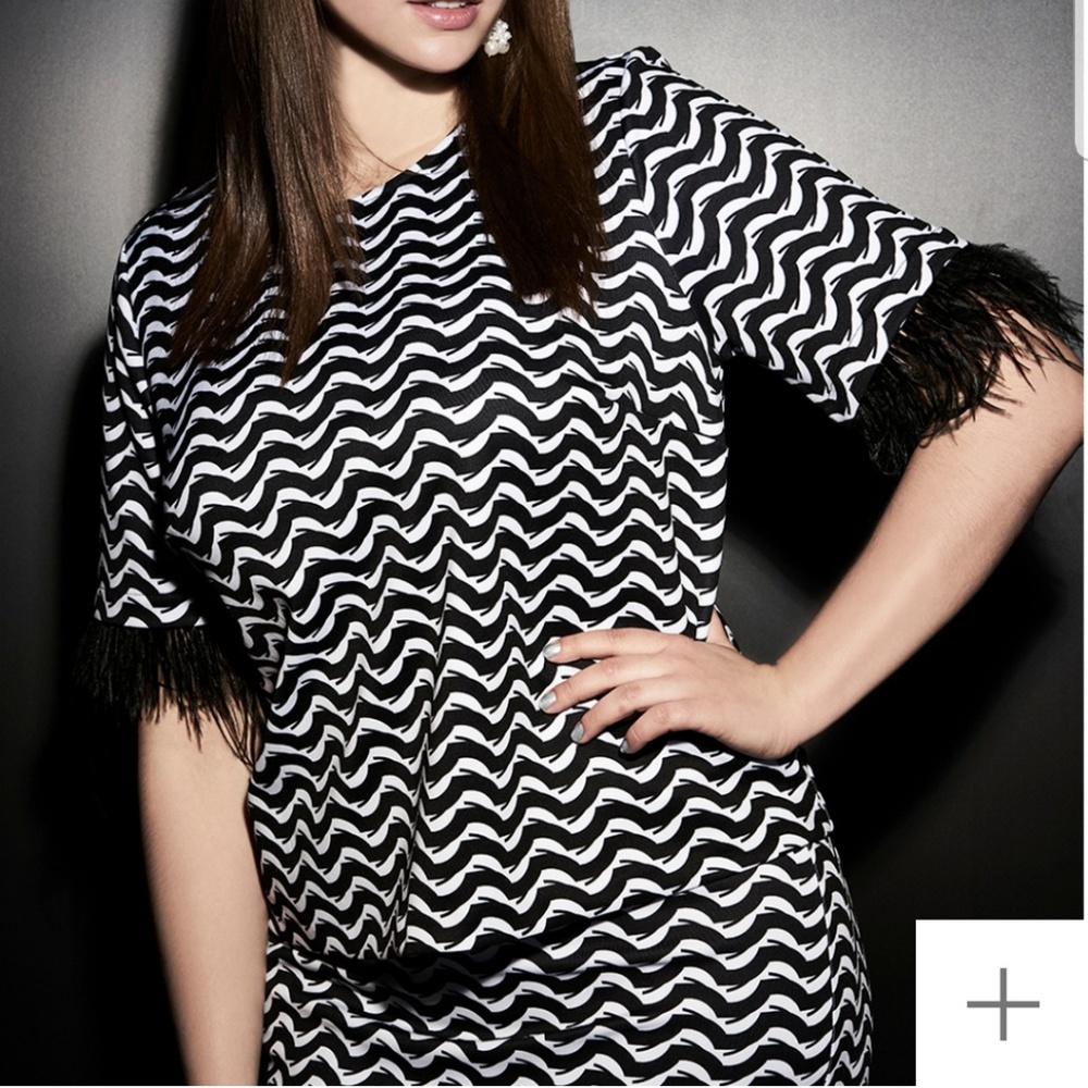 Eloquii Feather Embellished Raglan Skirt Set